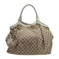 棕/白色 帆布 牛皮 肩背包 211943【GUCCI 古馳】 211943