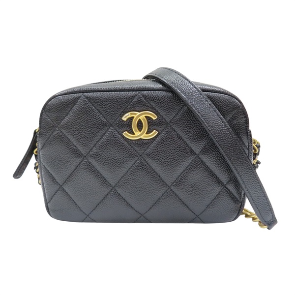 黑色 菱格紋羊皮 Camera Bag 金色鏈帶 肩背包【CHANEL 香奈兒】 AS3104