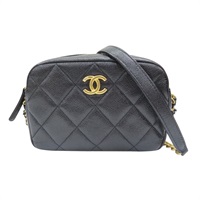 黑色 菱格紋羊皮 Camera Bag 金色鏈帶 肩背包【CHANEL 香奈兒】 AS3104