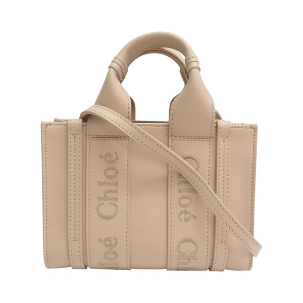 粉色 牛皮 Woody mini 托特包 肩背包【Chloe 克羅伊】 CHC22AP237I266J5