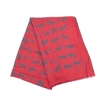 黑/紅色 羊絨 圍巾【HERMES 愛馬仕】