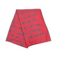 黑/紅色 羊絨 圍巾【HERMES 愛馬仕】