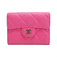 粉色 荔枝紋 牛皮 零錢包 名片夾 AP0214【CHANEL 香奈兒】 AP0214