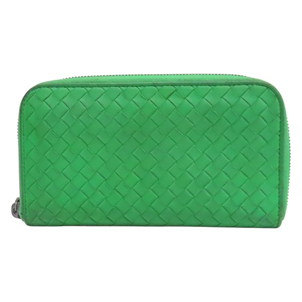 綠色 編織牛皮 拉鍊長夾【BOTTEGA VENETA 寶緹嘉】