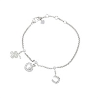 18K白金 鑽石 四葉草 愛心 C字母 墜飾 happy diamond bracelet 手鍊【Chopard 蕭邦】