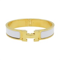 白色琺瑯 金色鍍金 Clic H 手環【HERMES 愛馬仕】