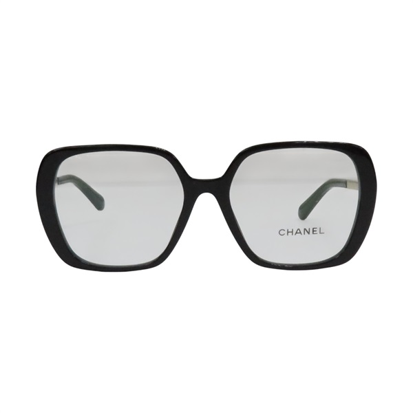 透明鏡片 黑色膠框 鍍金 眼鏡 【CHANEL 香奈兒】 OCH3462