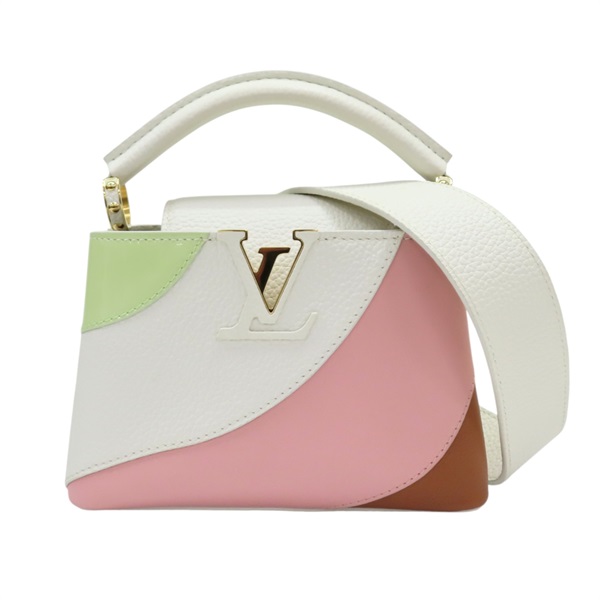 綠色漆皮 白/粉/棕色牛皮 Capucines Mini 兩用包【LOUIS VUITTON LV 路易威登】 M59864