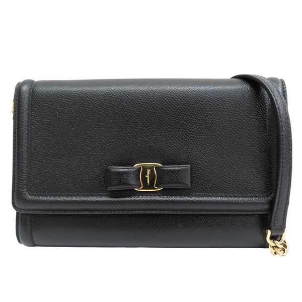 黑色 牛皮 Vara Bow Mini 肩背包【Salvatore Ferragamo 費拉格慕】 22C940