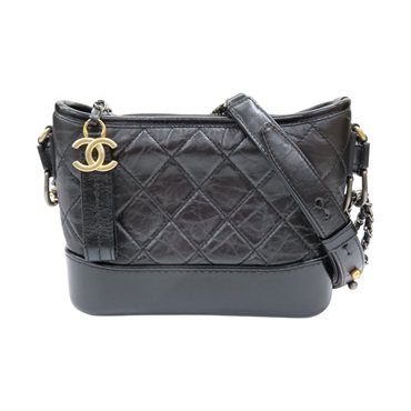 黑色 菱格紋 牛皮 Gabrielle Hobo 流浪包 鏈帶 肩背包【CHANEL 香奈兒】 A91810