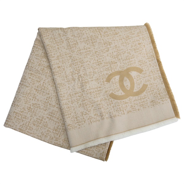 卡其色 羊毛 圍巾【CHANEL 香奈兒】