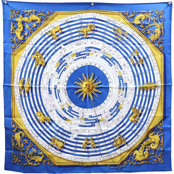 藍色 strologie forever 絲綢 絲巾 90x90【HERMES 愛馬仕】