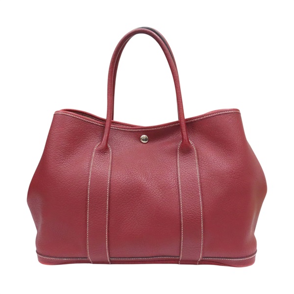 愛馬仕紅 Negonda牛皮 Garden Party 36 手提包 □K刻 銀扣【HERMES 愛馬仕】 H051559CK