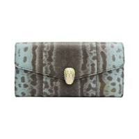 綠色 PVC塗層帆布 扣式 長夾【BVLGARI 寶格麗】