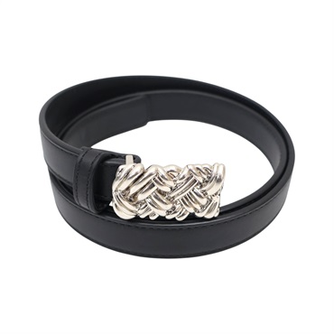 黑色牛皮 Intreccio 皮帶 75CM【BOTTEGA VENETA BV 寶緹嘉】