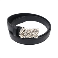 黑色牛皮 Intreccio 皮帶 75CM【BOTTEGA VENETA BV 寶緹嘉】