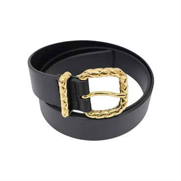 黑色牛皮 Coaxial Loop 皮帶 80CM【BOTTEGA VENETA BV 寶緹嘉】