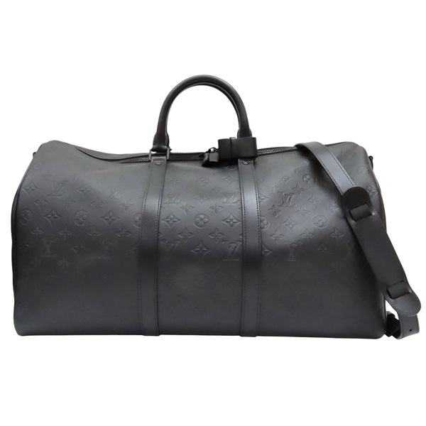 黑色 牛皮 壓紋 Keepall Bandouliere 50 行李袋 兩用包【LOUIS VUITTON LV 路易威登】 M44810