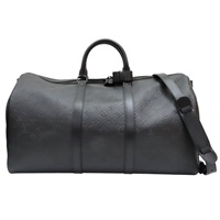 黑色 牛皮 壓紋 Keepall Bandouliere 50 行李袋 兩用包【LOUIS VUITTON LV 路易威登】 M44810