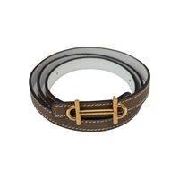 大象灰 epsom/swift牛皮 Gamma 皮帶 75cm Y刻 有打洞【HERMES 愛馬仕】