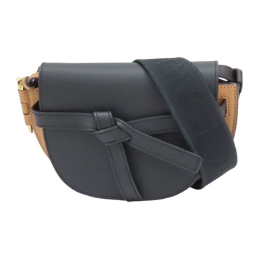 黑/棕色 牛皮 Mini Gate Dual 肩背包【LOEWE 羅威】 A650N46X13