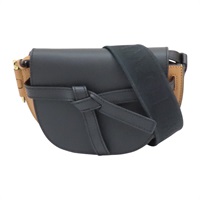 黑/棕色 牛皮 Mini Gate Dual 肩背包【LOEWE 羅威】 A650N46X13