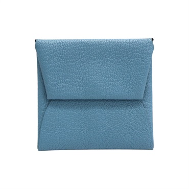 牛仔藍 Chevre 羊皮 Bastia 扣式 零錢包 W刻【HERMES 愛馬仕】