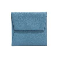 藍色 Chevre 山羊皮 Bastia Verso 扣式 零錢包 W刻【HERMES 愛馬仕】