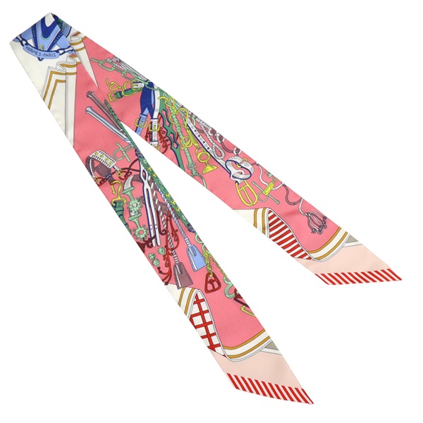 粉色 絲綢 絲巾 Bouquets Sellier Twilly【HERMES 愛馬仕】 H063983S