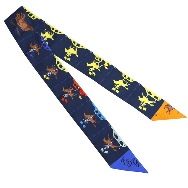 藍色 絲綢 絲巾 Parade Twilly【HERMES 愛馬仕】 H063983S