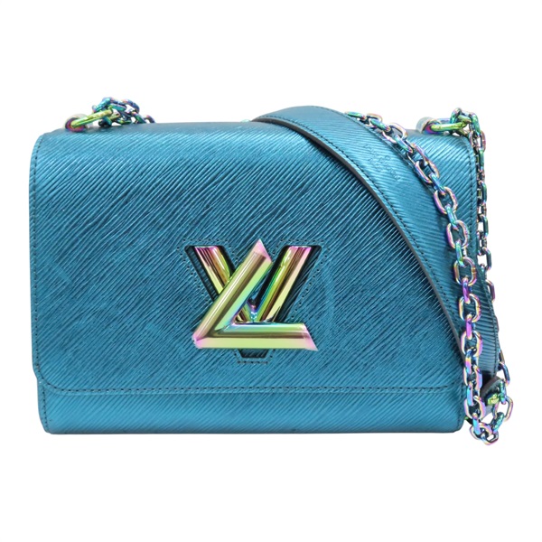 金屬藍 Epi 水波紋牛皮 Twist MM 彩虹色鍊帶 肩背包【LOUIS VUITTON LV 路易威登】 M52502