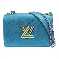金屬藍 Epi 水波紋牛皮 Twist MM 彩虹色鍊帶 肩背包【LOUIS VUITTON LV 路易威登】 M52502