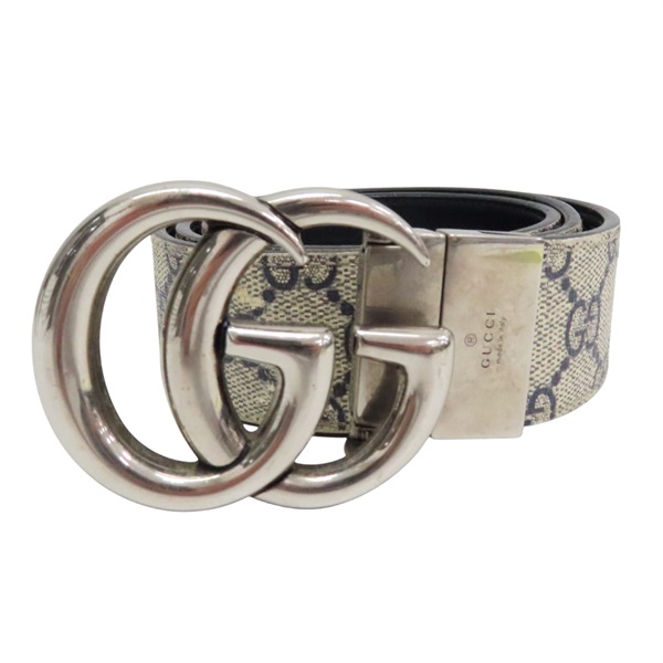 藍色 PVC塗層帆布 Marmont 雙面皮帶 80CM【GUCCI 古馳】 627055