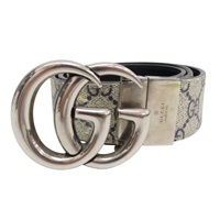 藍色 PVC塗層帆布 Marmont 雙面皮帶 80CM【GUCCI 古馳】 627055