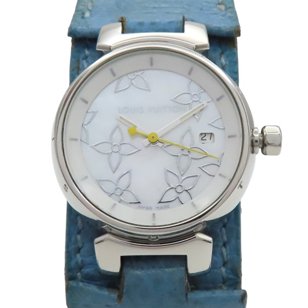 母貝 原花 錶盤 皮帶 不鏽鋼 Tambour Date 腕錶【LOUIS VUITTON LV 路易威登】 Q121C