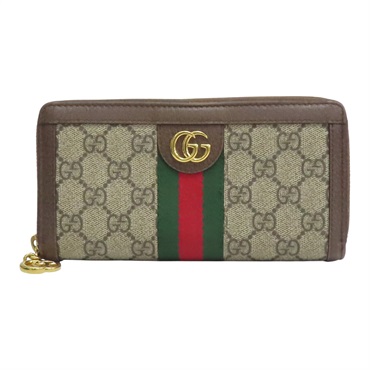 棕色 GG supreme帆布 拉鍊長夾 【GUCCI 古馳】 523154