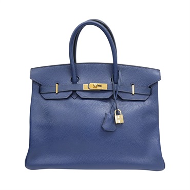 馬耳他藍 Ardennes牛皮 Birkin 35 手提包 □O刻【HERMES 愛馬仕】