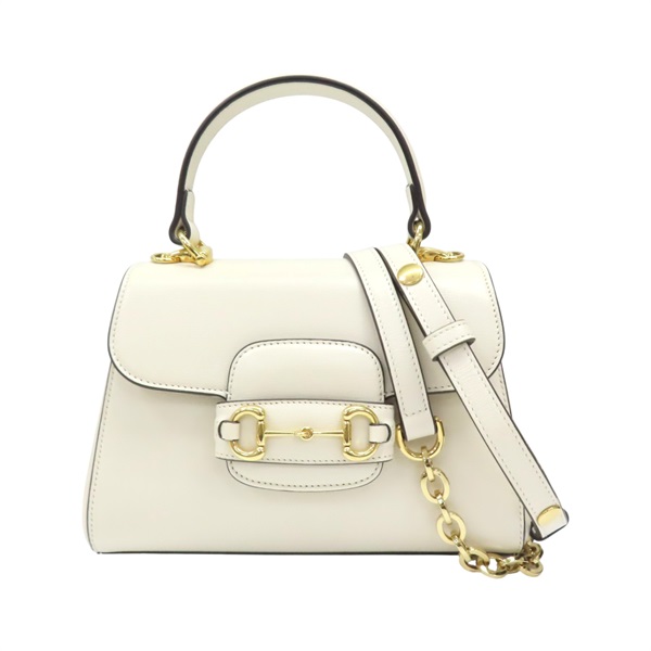 白色 牛皮 Mini Horsebit 1955 兩用包【GUCCI 古馳】 703848