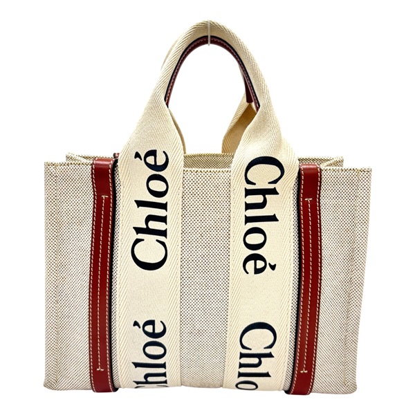 米色 帆布  Small Woody 手提包 【Chloe 克羅伊】