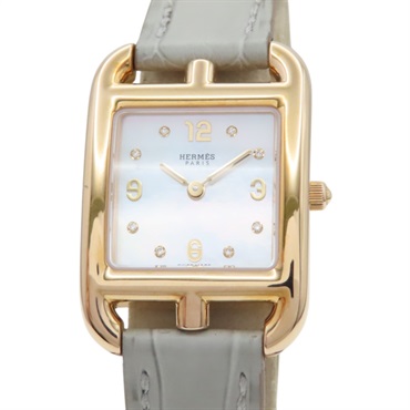 母貝錶盤 皮帶 18K玫瑰金 8PD鑽石 Cape Cod 腕錶【HERMES 愛馬仕】 CC1.270