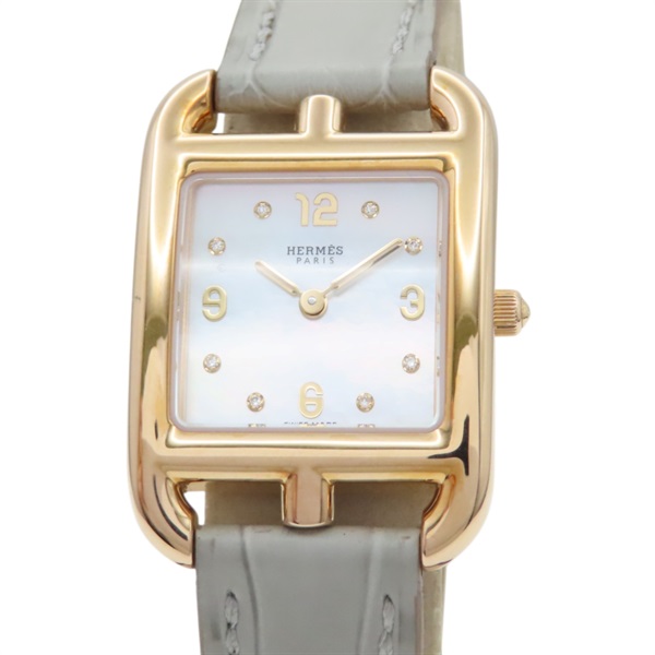母貝錶盤 皮帶 18K玫瑰金 8PD鑽石 Cape Cod 腕錶【HERMES 愛馬仕】 CC1.270