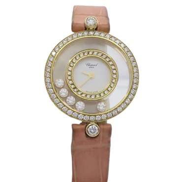 白色錶面 18黃K金 Happy Diamond 石英錶【Chopard 蕭邦】 20/3957