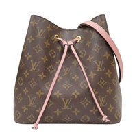 棕色 原花帆布 粉色牛皮飾邊 NeoNoe MM 兩用包【LOUIS VUITTON LV 路易威登】 M44022