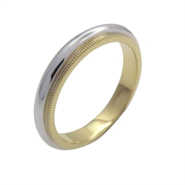 18K黃金 PT950鉑金 Millgrain 戒指【Tiffany & Co 蒂芬妮】 74362184