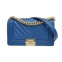 藍色 山形紋牛皮  BOY 25 肩背包 A67086【CHANEL 香奈兒】 A67086