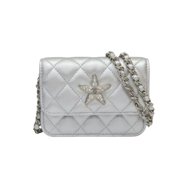 銀色羊皮 star mini chain 鍊帶 肩背包【CHANEL 香奈兒】