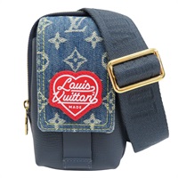 藍色牛皮 單寧布 Nigo聯名限量款 手機包 肩背包【LOUIS VUITTON LV 路易威登】 M81060