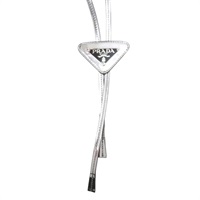 銀色 牛皮 neck holder 項鍊【PRADA 普拉達】 6X900