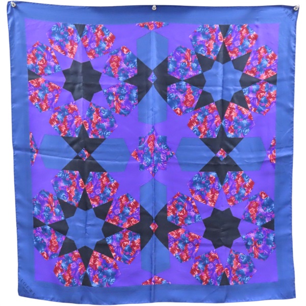 藍/紫色 絲綢 絲巾 90x90【LOEWE 羅威】