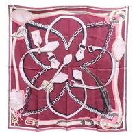 酒紅色 絲綢 方巾 90x90【LOUIS VUITTON LV 路易威登】 M70405